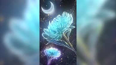 深夜星空治愈系花朵独特透明感背景视频的预览图